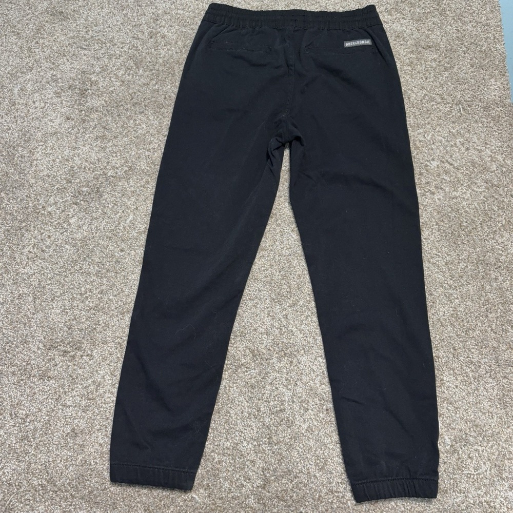 Abercrombie Fitch Kid Boy Joggers Black Size 9/10 Reg Twill Cotton Elastic Waist
